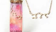Scorpio 18k Gold Constellation Zodiac Star Necklace Gift Set, Birthday Astrology Gifts for Women, Teens, Birth Flower Gift for Her