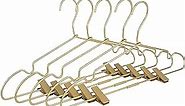 Premium 16.5” Matte Gold Metal Clothes Clips Hangers, Heavy Duty Skirt Slack Hangers, Metal Rack for Trousers Non Slip Clips, Clothes Hangers Display and Storage, 30 Pack