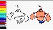 Larry the Lobster Easy Drawing and Coloring for Kids & Toddlers