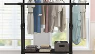 Double Rail Clothing Rack with Shelf, Garment Rack on Wheels, Commercial Clothes Garment Rack Freestanding Clothes Hanging Rack for Hanging Clothes, 3 or 2 Layers