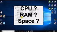 How to check laptop specs - How much Laptop RAM/Memory? - Beginners (2019)