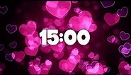 15 Minute Valentine Hearts Countdown | 4K ❤️😘