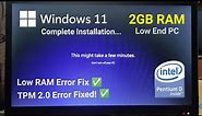 Install Windows 11 64bit On 2GB RAM - Pentium D - LowEnd PC [Full Video] 👍