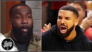 Kendrick Perkins reacts to Drake's sideline actions during Raptors vs. Bucks | The Jump