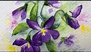 Watercolor violets paint along. Tutorial demo