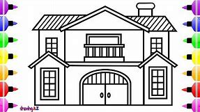 How to Draw House Step by Step | Cute Art Coloring Book