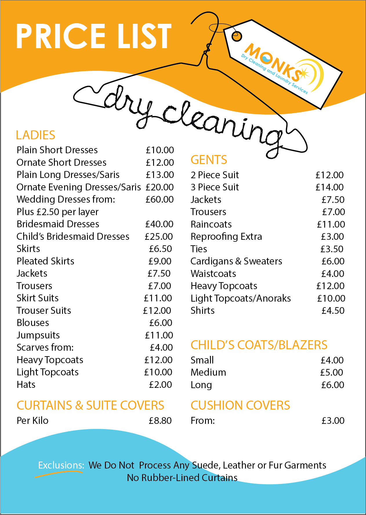 Typical Dry Cleaning Prices