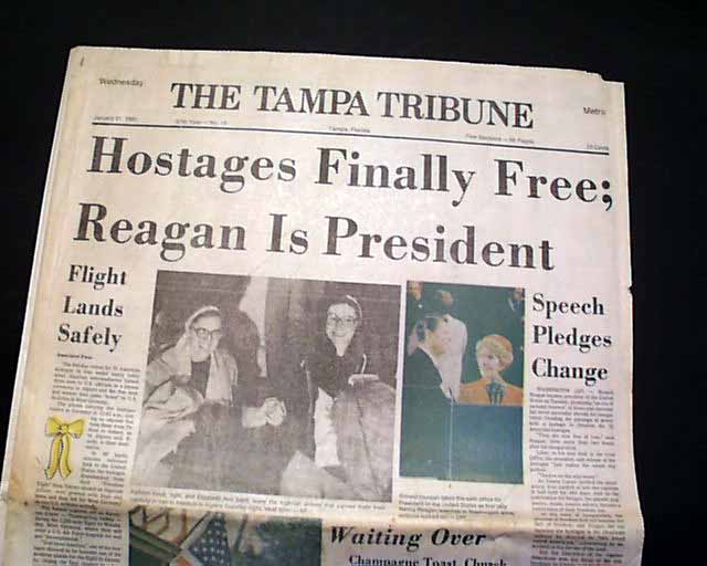 American IRAN HOSTAGES RELEASED w/ Ronald Reagan Inauguration 1981 Old Newspaper | eBay