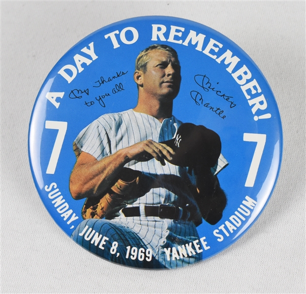 Lot Detail - Mickey Mantle Day Pinback Button