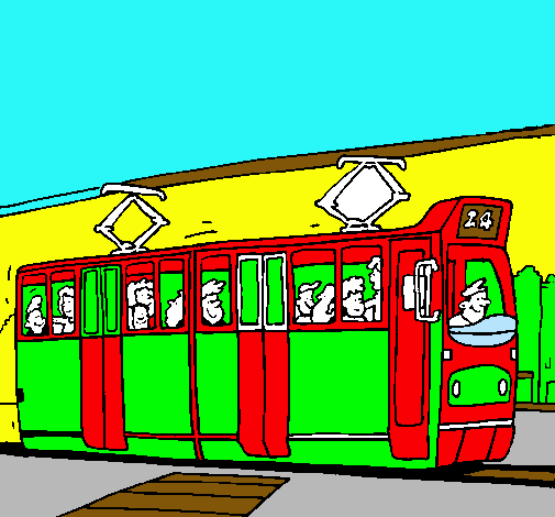 Dibujo de Tranvía con pasajeros pintado por Alexis en Dibujos.net el ...