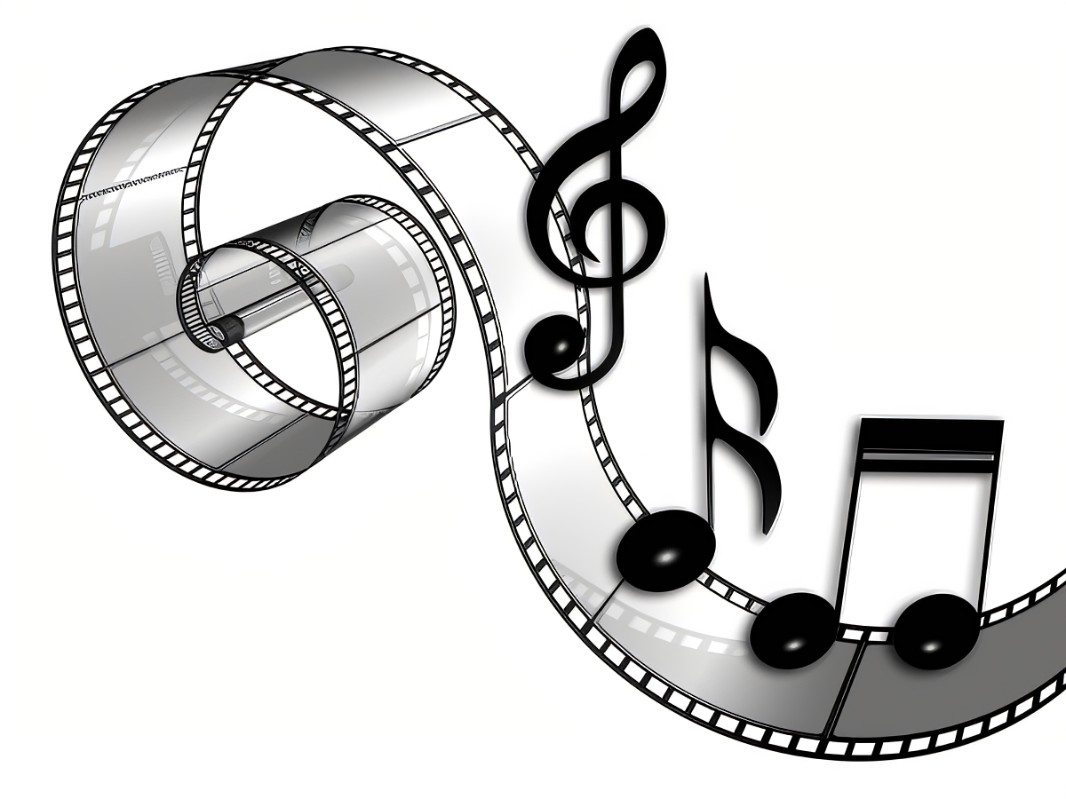 music notes and film reel