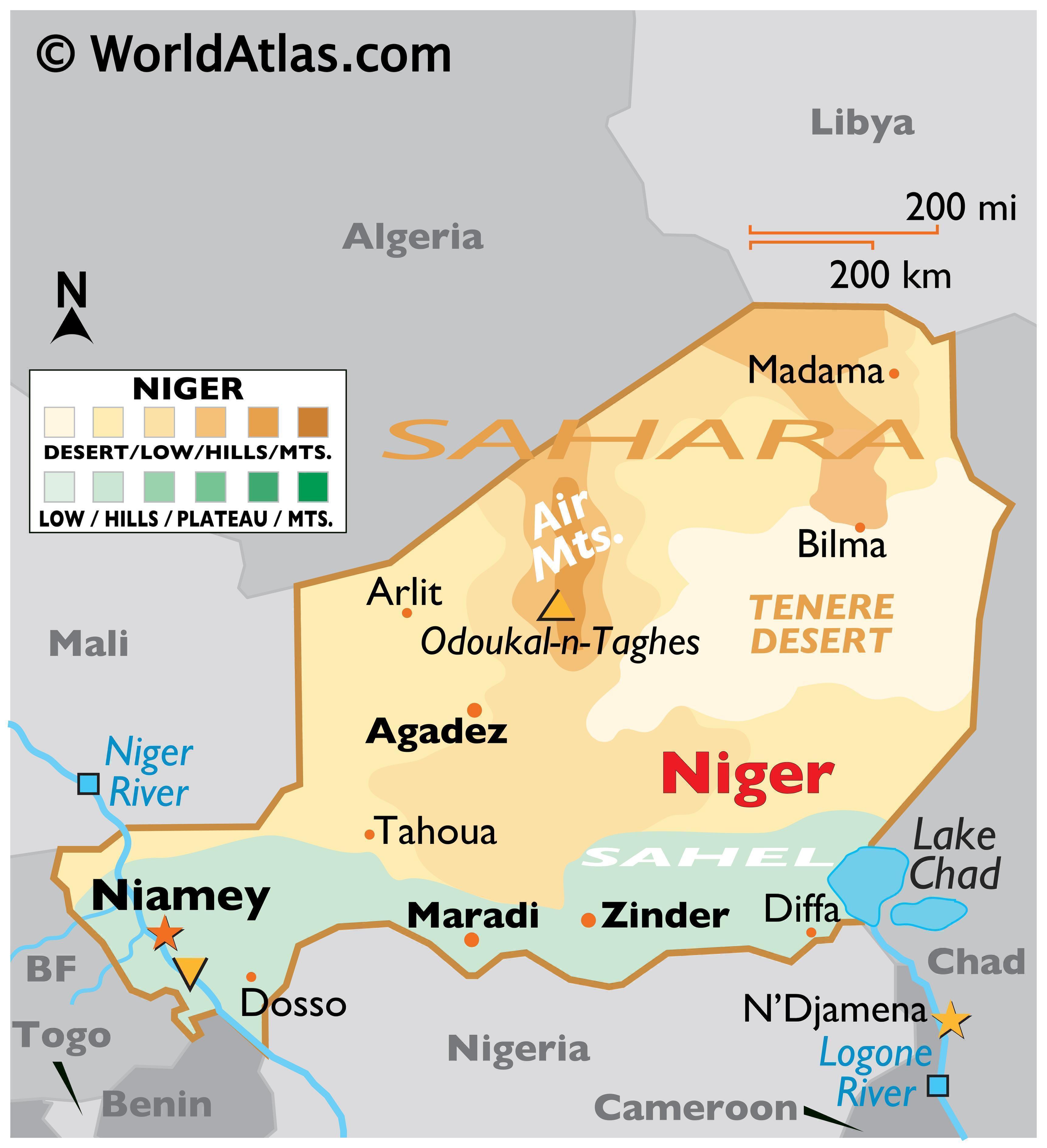 Niger Map / Geography of Niger / Map of Niger - Worldatlas.com