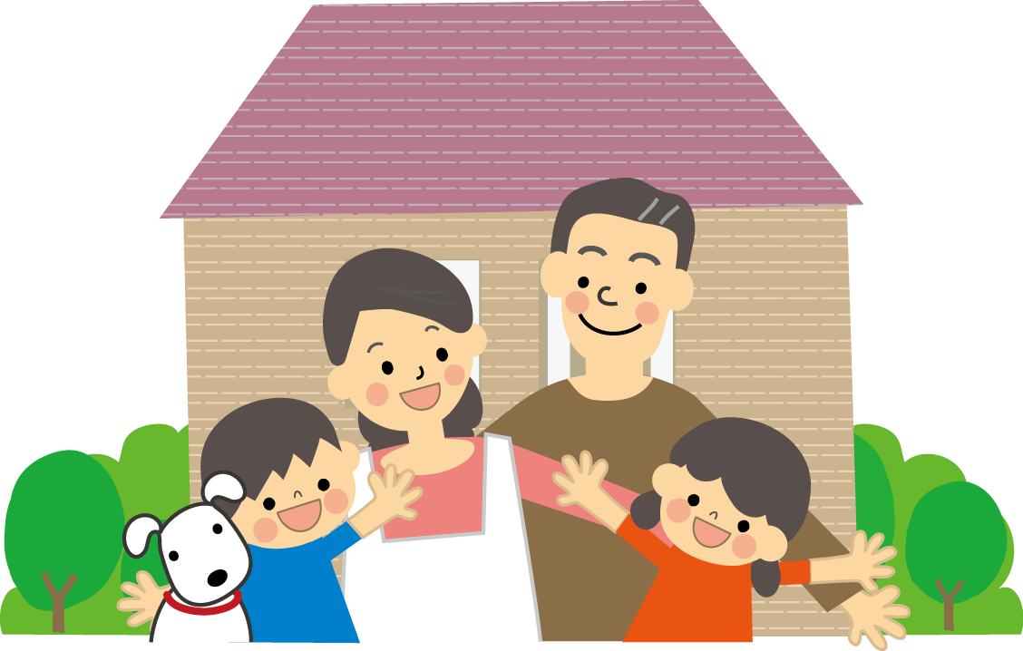 奈良の香芝市の香芝市の株式会社ヨネヤの外壁塗装・屋根塗装の笑ってる四人家族