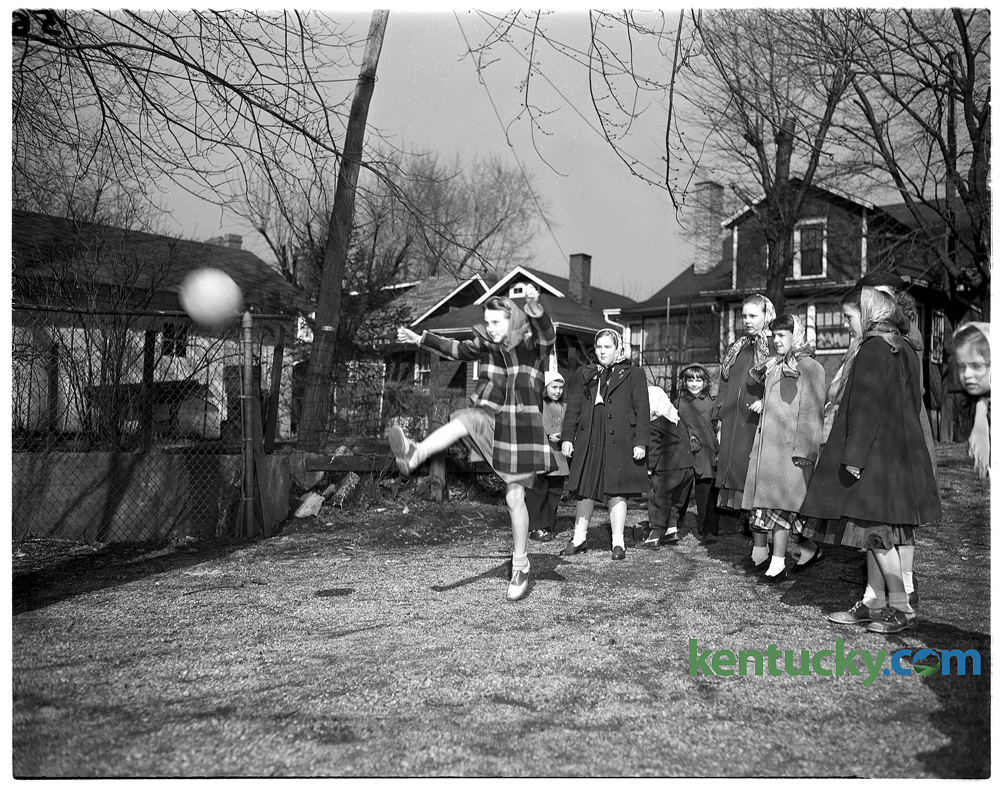 Playing kickball at Maxwell School, 1949 | Kentucky Photo Archive