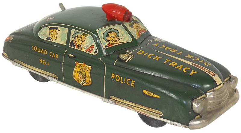 Toy car, Dick Tracy Squad Car No.1, c.1949, mfgd by Marx Toys, battery-operated, no key, o/wise VG c