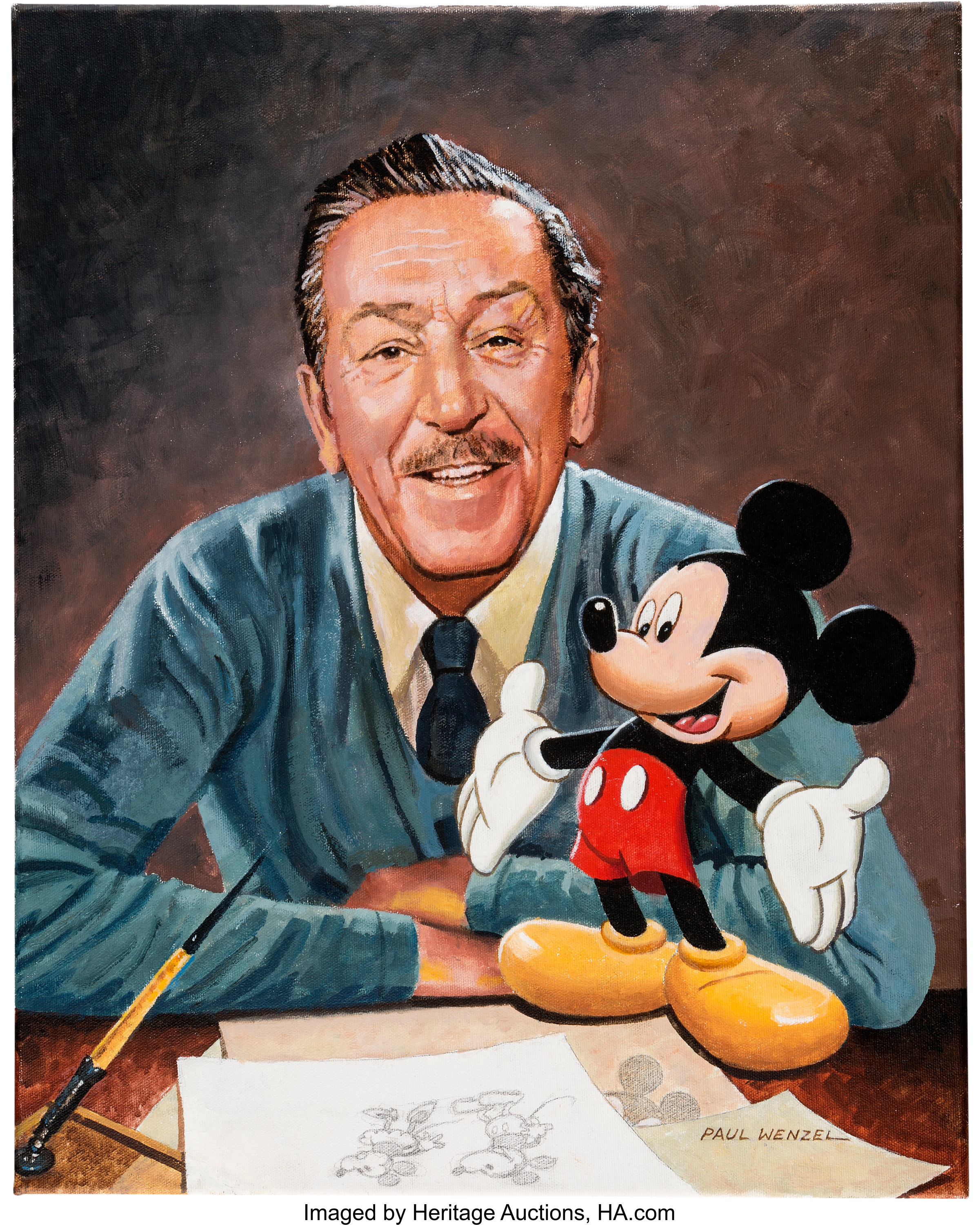 Walt Disney and Mickey Mouse Painting by Paul Wenzel (Walt Disney ...
