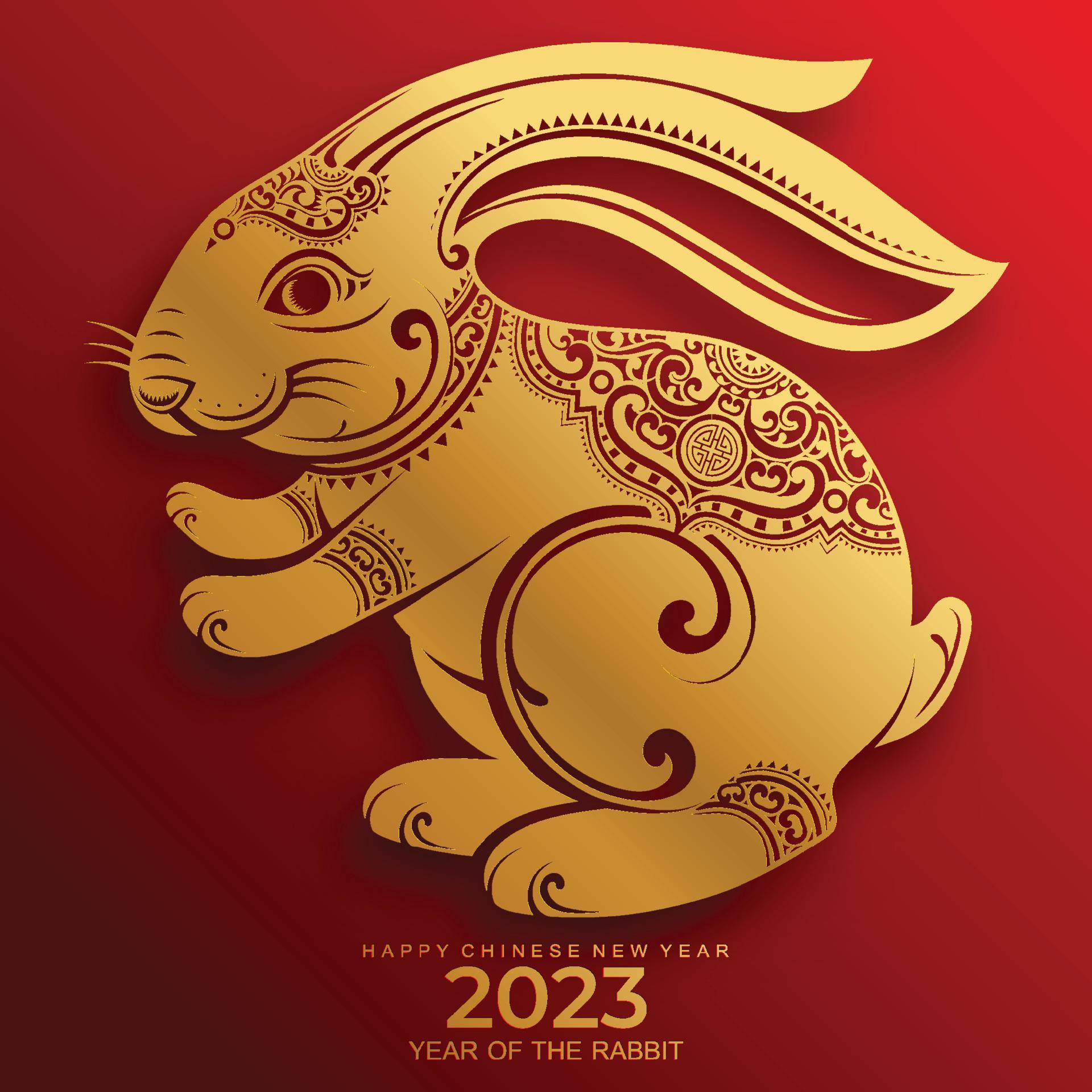 Happy chinese new year 2023 year of the rabbit 7719022 Vector Art at ...