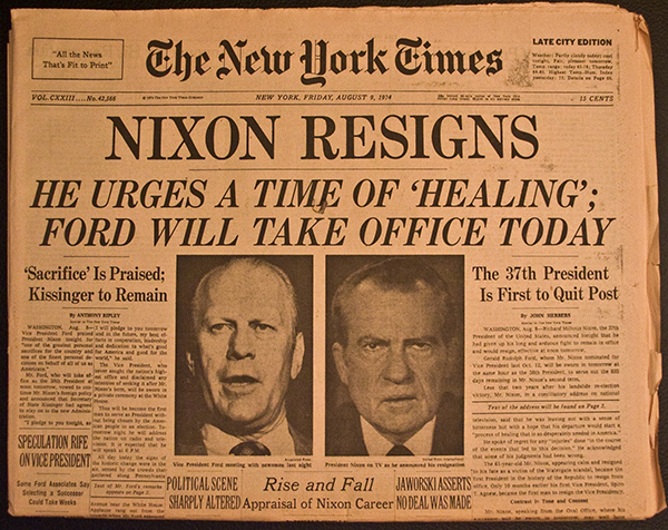 NIXON RESIGNS! | The Mitchell Archives - Original Historic Newspapers