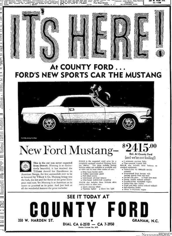 1964 Mustang Newspaper History