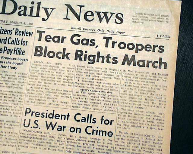 BLOODY SUNDAY Martin Luther King Jr. SELMA Alabama Violence Riot 1965 Newspaper | eBay
