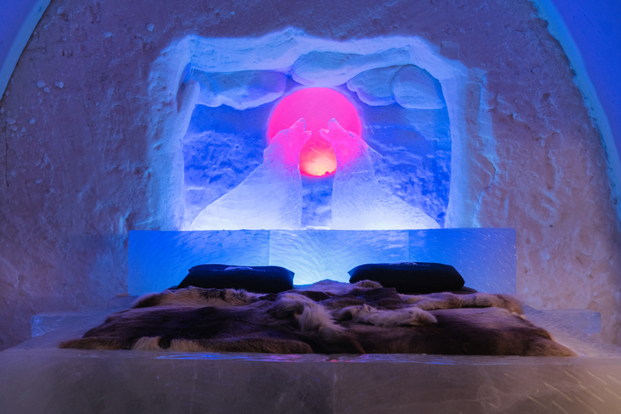 Icerestaurant of Arctic Snowhotel in Rovaniemi in Lapland, Finland ...