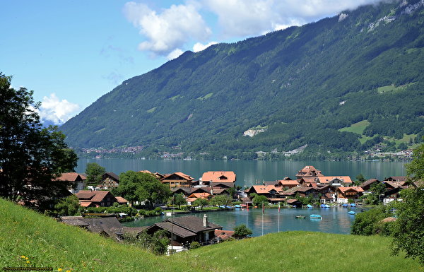 Papeis de parede Suíça Lago Iseltwald at Brienz Cidades baixar imagens