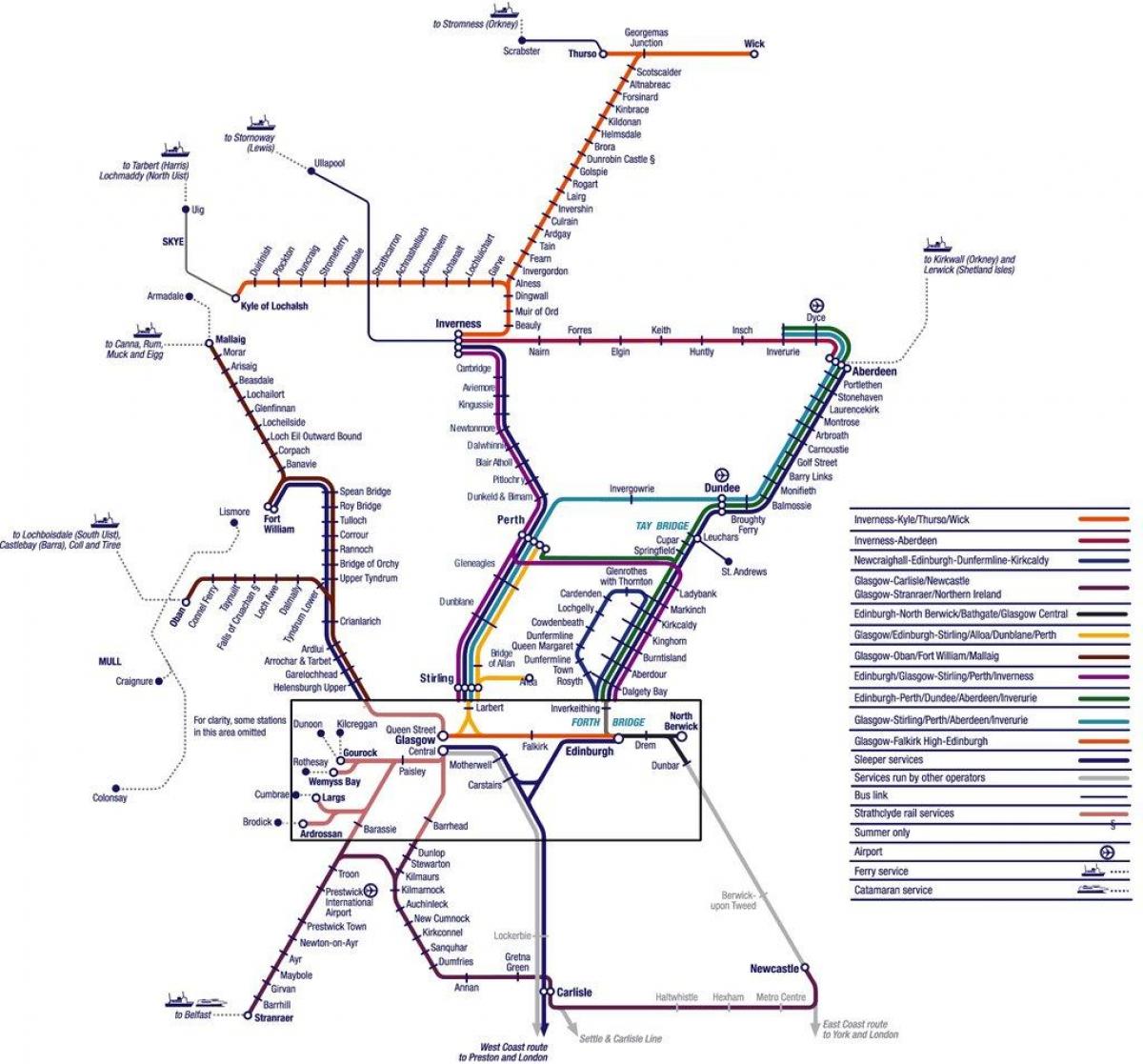 Scotrail map - Scotrail network map (Scotland - UK)