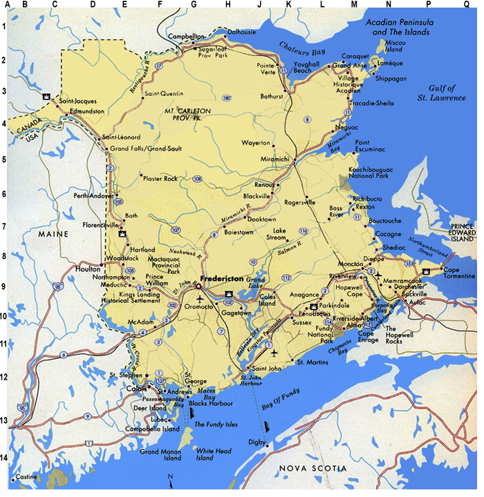 Road Map Of New Brunswick Canada