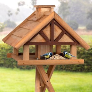 Easy Assembly Wooden Bird Table Natural Home Feeding Station Garden Feeder 