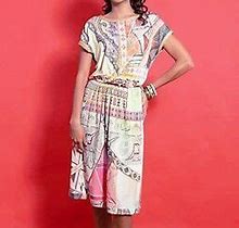 Party Dress Cocktail Belted Summer Colorful Stretch Made In Europe S M
