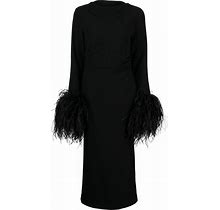 Rachel Gilbert - Reina Feather-Detail Midi Dress - Women - Polyester/Spandex/Elastane - 0 - Black