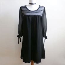 Darling Dresses | Black Sheer Lace Yoke A-Line Babydoll Shift Dress | Color: Black | Size: S