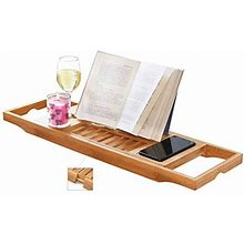 DOZYANT Bamboo Bathtub Tray Caddy Wooden Bath Tray Table With Extending Sides, Reading Rack, Tablet Holder, Cellphone Tray And Wine Glass Holder