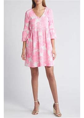 Lilly Pulitzer(R) Jannie V-Neck Three-Quarter Sleeve Dress In Resort White At Nordstrom, Size Small