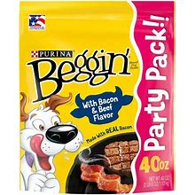 Purina Beggin' Strips Real Meat Dog Treats, Bacon Flavors, 40 Oz. Pouch
