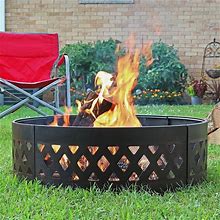 Ultimate Patio 36 Inch Round Steel Wood Burning Fire Pit W/Crossweave Cutout By - UP-KF-CCR2258