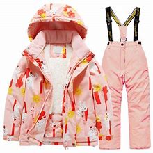 Kdfjpth Outfits For Toddlers Kids Lined Ski Jacket & Pants Winter Snowboarding Rain Coats Girls Boys Snow Suits Clothes Sets