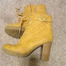 G By Guess Shoes | Guess Camel High Heel Boots 9m | Color: Tan | Size: 9
