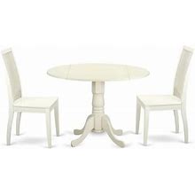 East West Furniture White Dlip3-Lwh-W Piece Dublin Kitchen Table Set Size 3