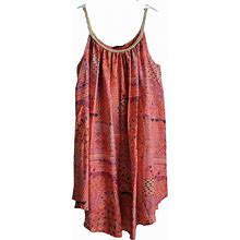 Kaktus Dresses | Colorful Aztec Sleeveless Short Sundress Braided Rope Straps Sz M | Color: Orange/Pink | Size: M