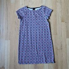 J. Crew Dresses | Crewcuts Geometric Print Short Sleeved Dress Size 10 | Color: Blue/Pink | Size: 10G