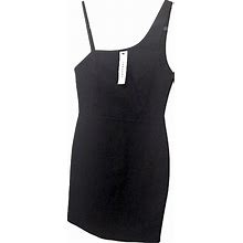 Topshop Dresses | Topshop Womens New Black Asymmetrical Shoulder Shift Mini Dress Fitted Us 8 Uk12 | Color: Black | Size: 8