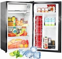 Compact Refrigerator With Freezer 3.2 Cu.Ft Mini Fridge With Reversible Door Silver 3.2 Cu.Ft D0102HA9IU7