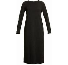 Eileen Fisher Black Jersey Knit Stretch Jewel Neck Slim Dress Xs $198