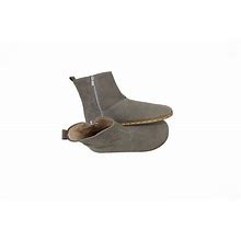 Men's Handmade Barefoot Nubuck Gray Ankle Boots With Zipper - Daily Wear Comfy Winter Boots - Wide Toe Box Boots - Zero Drop Boots