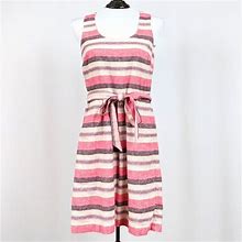 Loft Dresses | Ann Taylor Loft Striped Sundress Sleeveless Cutout Back Linen Red Cream Size 2 | Color: Cream/Red | Size: 2