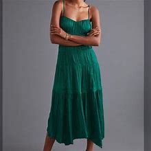 Anthropologie Dresses | Anthropologie Ruched Slip Dress- Emerald Green | Color: Green | Size: 0