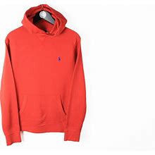 Vintage POLO By RALPH LAUREN Hoodie Red Rare Long Sleeve Hooded Jumper Retro Size M Authentic Oversize 90S Style Basic Clothing Small Logo