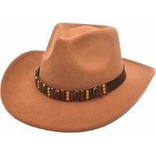 Wofedyo Hats For Men Adult Casual Fashion Outdoors Winter Cowboy Straw Cap Light Sunshade Jazz Beach Hat Cap Cowboy Hatkhaki,M