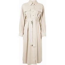 Goen.J - Faux-Suede Belted Dress - Women - Polyester/Polyurethane - S - Brown